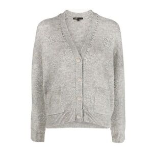 Maje Stud-Embellished Cardigan Light Gray Women's Cardigan